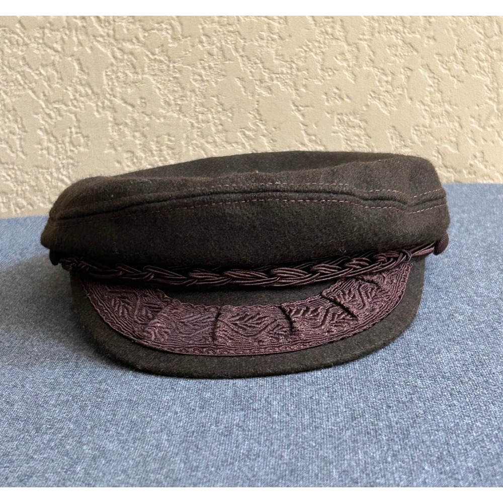 Vintage Greek Fisherman's Cap 7 1/8 Wool Mariner Hat Made in Greece Brown